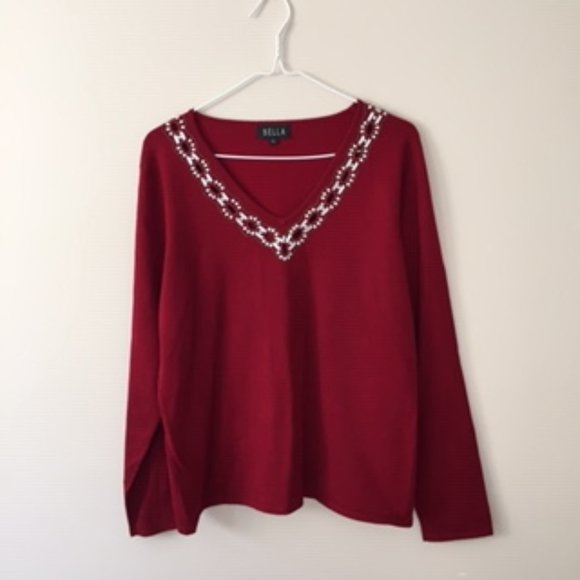 BELLA WOMEN BLOUSE.  SIZE 16.  COLOR MAROON (Brownish Red) - Picture 1 of 3